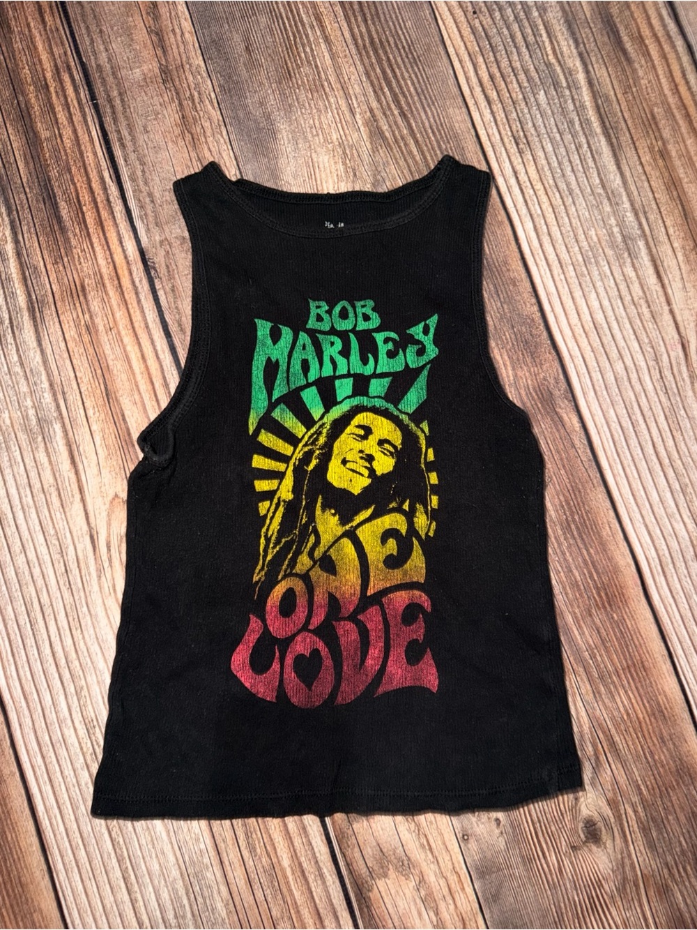 Black 'One Love' Graphic Tank Top